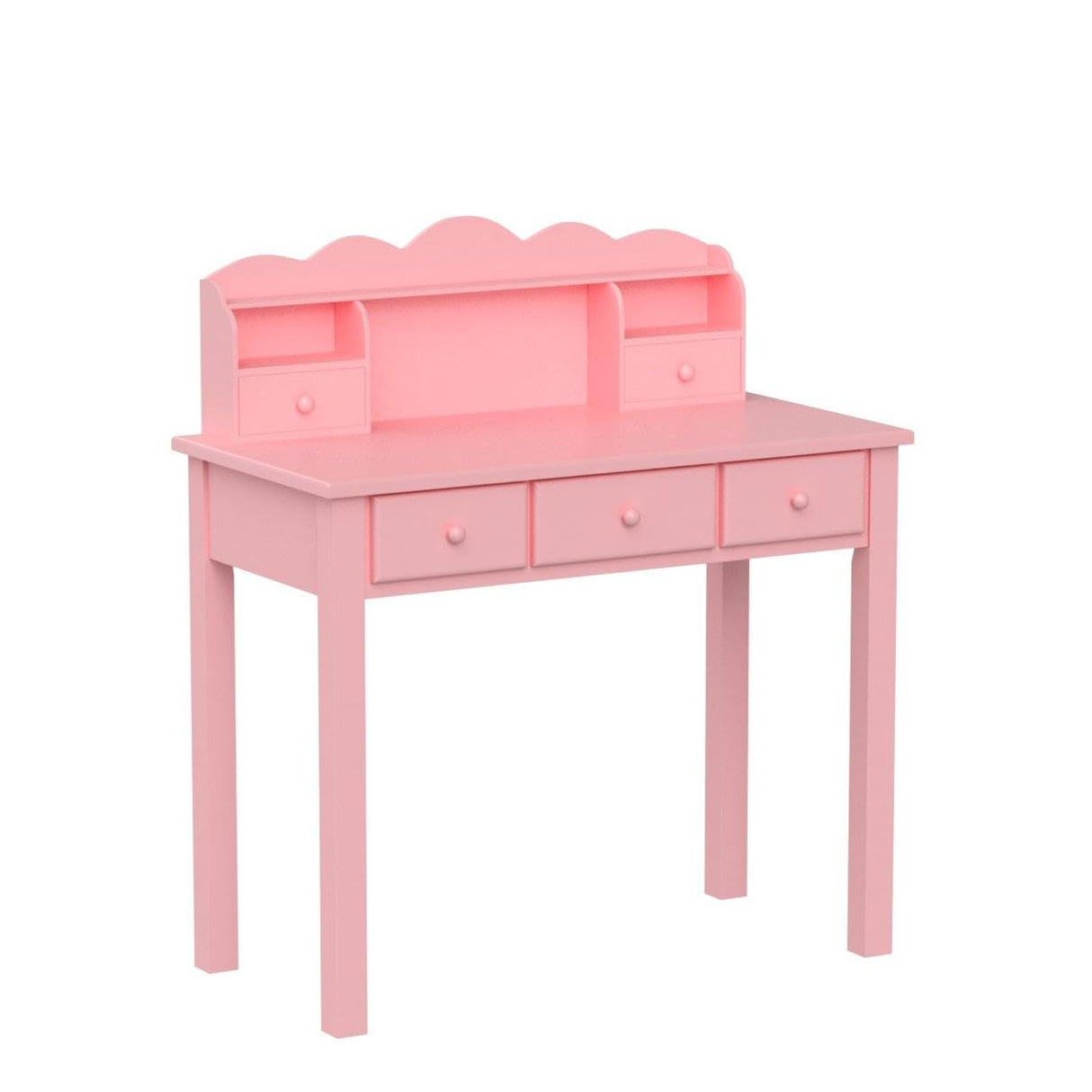 FUNKOCO Home Office Furniture Writing Desk,Computer Work Station with Detachable Hutch,5 Drawers(Pink) FUNKOCO