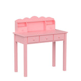 FUNKOCO Home Office Furniture Writing Desk,Computer Work Station with Detachable Hutch,5 Drawers(Pink) FUNKOCO
