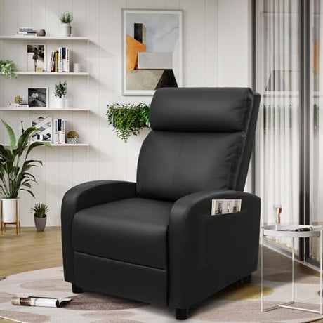 Devoko Massage Recliner Chair Home Theater Seating Pu Leather Modern Living Room Chair Furniture with Padded Cushion Reclining Sofa Chairs (Black) Devoko