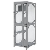 Outdoor Cats House with 4 Wheels, Walk-in Cat Cage, Catio Outdoor Enclosure Extra Large GarveeLife