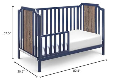 Suite Bebe Brees Convertible Island Crib in Midnight Blue and Vintage Walnut, 53.5x37.5x30.5 Inch (Pack of 1)