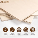 60 Pack Basswood Sheets for Laser Cutting, 12 x 12 x 1/8 Inch, Unfinished Squares Wood Sheets for Crafts - Smooth Surface Plywood for Wood Burning, Engraving, Architectural Models, Painting & Staining XSEINO