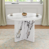 Merax Round Dining Table for 4-6, 42 Inch Modern Kitchen Small Dinner MDF for Cafe Restaurant Wine Bar Home Office Conference, White Merax