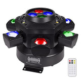 Moving Head DJ Lights, 150W RGBW LED Moving Head Lights, 6 Arms Party Light, 4 in 1 Bee-Eyes Effect Light, Red Green Starry, White & Amber Strobe, Support DMX-512 & Remote for Party Bar Disco Club DJ Lumvraneo