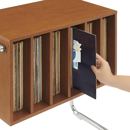 Crosley Furniture Lily Record Player Stand with Vinyl Storage, Stores up to 90 Records, Turntable Stands, Walnut Crosley Furniture