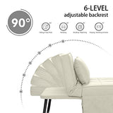 BIGSYY Sofa Bed, Set of 4 in 1 Multi-Function Folding Ottoman Breathable Linen Couch Bed with Adjustable Backrest Modern Convertible Chair for Living Room Apartment Office, White BIGSYY