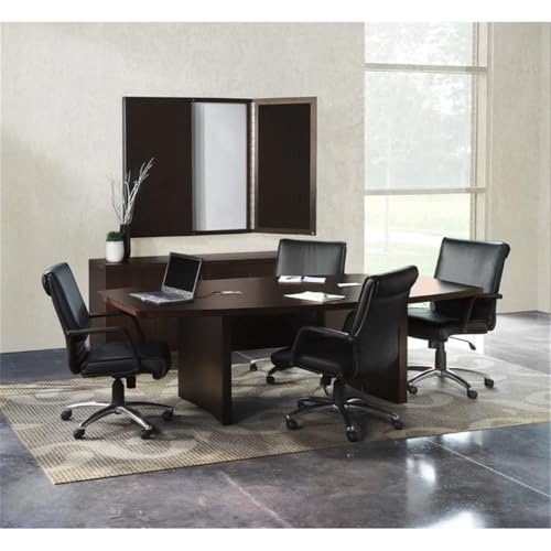 BOWERY HILL 8' Boat Shaped Conference Table with Slab Base in Mocha BOWERY HILL