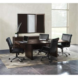BOWERY HILL 8' Boat Shaped Conference Table with Slab Base in Mocha BOWERY HILL