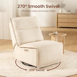 Power Recliner Chair Swivel Glider, 29" Extra Wide Seat with 270° Swivel, No Armrest Design, USB & Type-C Charging Ports, OEKO-TEX Fabric, Swivel Glider Recliner for Living Room, Easy Assembly, Beige