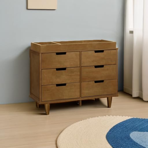 DaVinci Marley 6-Drawer Dresser - Baby Dresser for Nursery - Kids Bedroom Furniture - Double Chest of Drawers for Toddler Boys and Girls - Versatile Wood Dresser for Living Room, Hallway - Walnut DaVinci