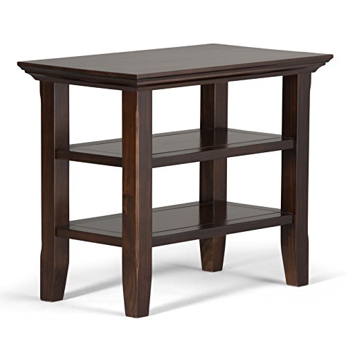 SIMPLIHOME Acadian SOLID WOOD 14 inch wide Rectangle Rustic Contemporary Narrow Side Table in Brunette Brown with Storage, 2 Shelves, for the Living Room and Bedroom - WoodArtSupply