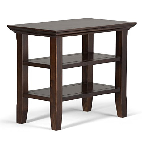 SIMPLIHOME Acadian SOLID WOOD 14 inch wide Rectangle Rustic Contemporary Narrow Side Table in Brunette Brown with Storage, 2 Shelves, for the Living Room and Bedroom SIMPLIHOME