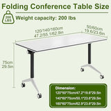 MOFGOE Conference Room Table, Foldable Training Table with Wheels, Large Mobile Seminar Desk, for Office Classroom Meeting, Modular Spliced & Combined,1pack,47x20x30 Inch MOFGOE