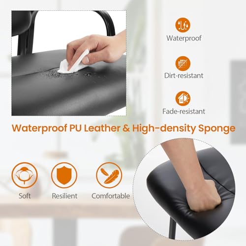 Sweetcrispy Office Reception Guest Chair No Wheels Set of 2, Leather Stationary Waiting Room Chairs with Padded Arms for Elderly Desk Conference Room Lobby Table Side Salon, Inky Sweetcrispy