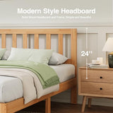 Novilla 12 Inch Queen Bed Frame with Headboard, Queen Size BedFrame with Headboard Classic Wooden Bed Frame Queen Size with Wood Slat Support, No Box Spring Needed, Easy Assembly, Natural Grain Wood Novilla