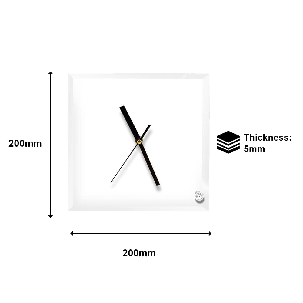 MR.R 2 Piece 8'' Sublimation Blanks Glossy Glass Photo Frame Clock,Square Clock Picture Frame for Heat Transfer Printing,7.8x7.8 inch MR.R