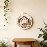 Myfelicity Embroidery kit,Adults Set,Nativity Scene Embroidery Hoop Art Set, Religious Christmas Theme, 3-Piece Collection with Angels and Manger Scene in White Embroidery Cloth