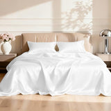Love's cabin Full Size Satin Sheet Sets - 4 Piece White Silky Satin Sheet Set Full with Deep Pocket, Luxury Silk Feel Satin Bed Sheets Full Bedding Set (1 Flat Sheet,1 Fitted Sheet,2 Pillow Cases) Love's cabin