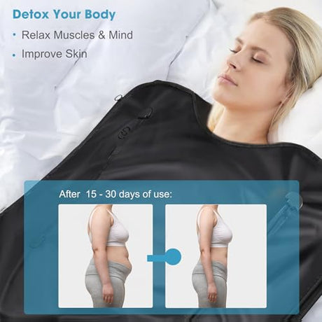 mysuntown Infrared Sauna Blanket for Detoxification，Portable Sauna Blanket for Home use,Low EMF，86-158℉,20-60 Minutes Timer,6.23ft x 2.95ft mysuntown