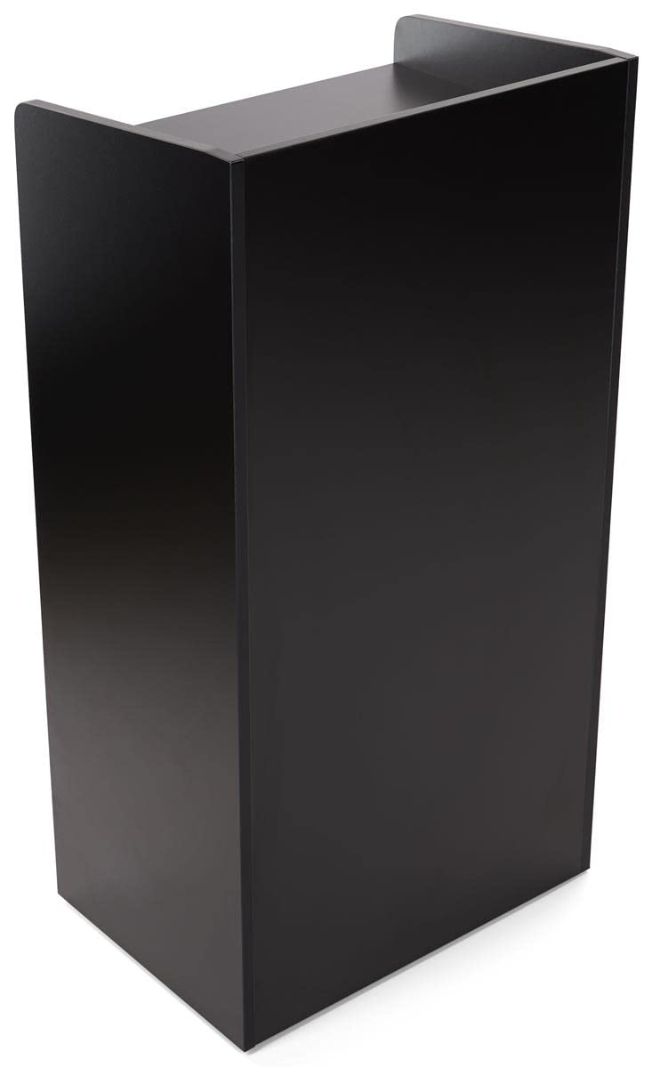 Displays2go Hostess Station, Hidden Wheels, Adjustable Shelf, Black (LCKDPHSBK) Displays2go