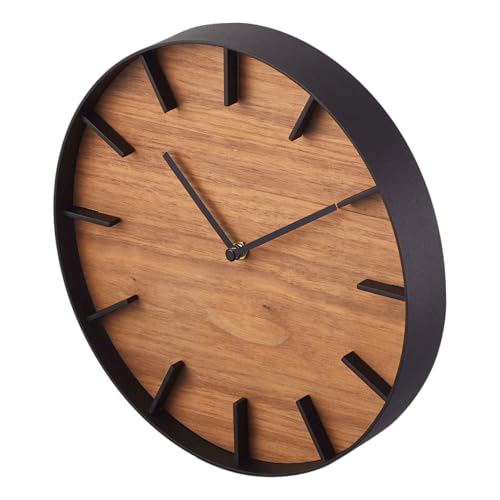 Yamazaki Home Wall Clock - Modern Wood Home Decoration Steel + Wood One Size Walnut YAMAZAKI