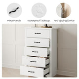 LINSY HOME White 5-Drawer Dresser - Modern Bedroom Chest with Wide Drawers, Wood Storage Organizer for Bedroom or Living Room LINSY HOME