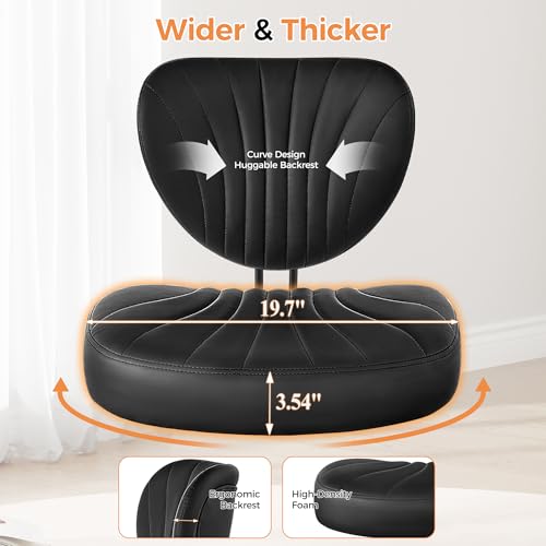 Cross Legged Office Chair, Ergonomic Criss Cross Chair with Wheels, 360° Swivel Height-Adjustable Meditation Chair for Yoga & ADHD, Wide Kneeling Chair with Strong Lumbar Support (Black) BPY01B BEWISHOME