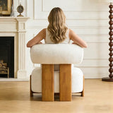 Hennhari Boucle Accent Chair with Solid Wood Frame for Living Room, Modern Side Chair with Rolled Backrest, 27.25" Lounge Chair with Soft and Durable Boucle Fabric for Bedroom and Office (Beige) Hennhari