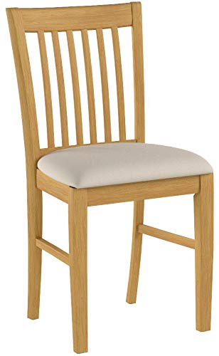 East West Furniture Norfolk Kitchen Dining Linen Fabric Upholstered Wood Chairs, Set of 2, Oak East West Furniture