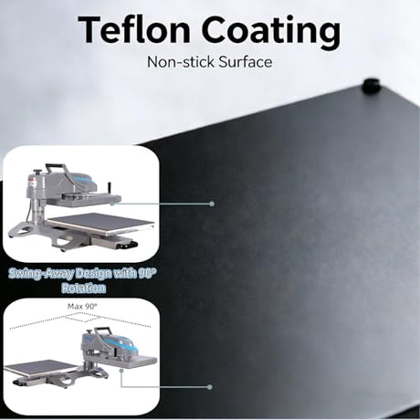 Eonvest 16x24 Manual 90° Swing Away Heat Press Machine with Slide Out Base, 2kw, High Pressure, Designed for Industrial, Small Business, or Home Use. (Grey and Blue, 16x24 Manual) Eonvest