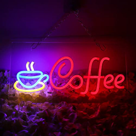 JFLLamp Coffee Neon Signs for Wall Decor Led Lights for Coffee Bar Led Sign Room Decor Aesthetic Suitable for Living Room Bistro Cafe Shop Man Cave Party Christmas Halloween 5V Usb Power JFLLamp