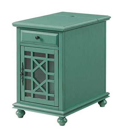 Martin Svensson Home Elegant Power Chairside End Table, 24 in x 16 in x 25 in, Antique Teal
