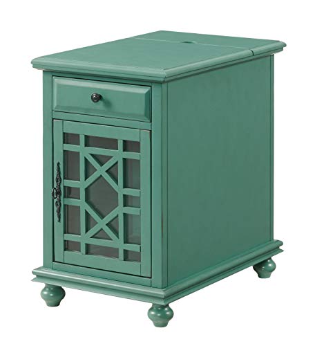 Martin Svensson Home Elegant Power Chairside End Table, 24 in x 16 in x 25 in, Antique Teal Martin Svensson Home