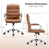 Yaheetech Mid-Back Office Chair with Arms Swivel PU Leather Height Adjustable Office Executive Chair, Retro Brown Yaheetech