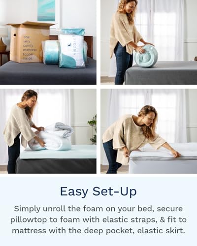 ViscoSoft 4 Inch Pillow Top Memory Foam Mattress Topper Full - Cooling Hybrid Lux Dual Layer Bed Mattress Pad - CertiPur-US Certified ViscoSoft