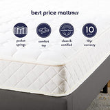 Best Price Mattress 8 Inch Tight-Top Pocket Spring-Mattress - Motion Isolation Individually Encased Pocket Springs, Comfort Foam-Top, CertiPUR-US Certified Foam, Queen, White Best Price Mattress