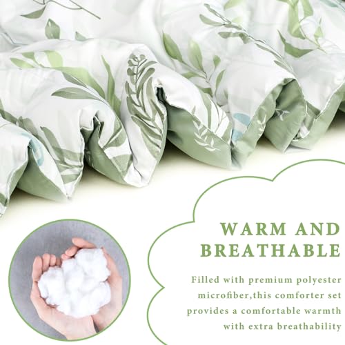 DILIMI Twin Comforter Set for Girls, Reversible 5 Pieces Comforter Twin Size Bed, Green Leaf Ultra Soft Twin Bedding Sets with Comforter, Flat Sheet, Fitted Sheet, 2 Pillowcase DILIMI