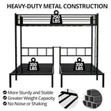 TURRIDU Metal Triple Bunk Bed for 3, Twin Over Twin Over Twin Bunk Beds with Built-in Ladders, Separates into 3 Twin Beds for Teens, Adults, No Box Spring Needed, Black TURRIDU