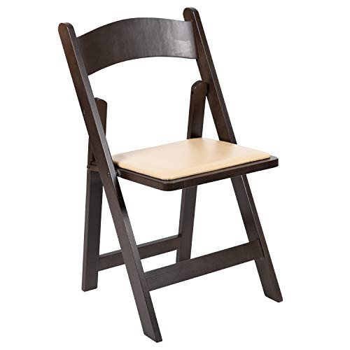 EMMA + OLIVER Chocolate Wood Folding Chair with Detachable Vinyl Padded Seat - WoodArtSupply