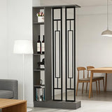 Wall Room Divider - Freestanding Wood Room Divider with Shelves, Wall Divider with Storage Cabinet, Easy Assembly Freestanding Decor for Bedroom, Office (Grey+Black, 31.5IN) Horseo