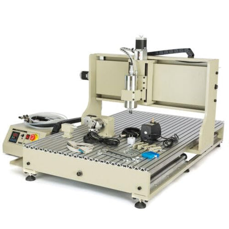 MOCHAG USB CNC 6090 Router Machine Kit MACH Control, 4 Axis 1.5 KW VFD Water-Cooling Spindle Motor+ 3D Milling Engraving Machine, Engraver Milling 3D Cutting Machine w/Control Box, Handwheel MOCHAG