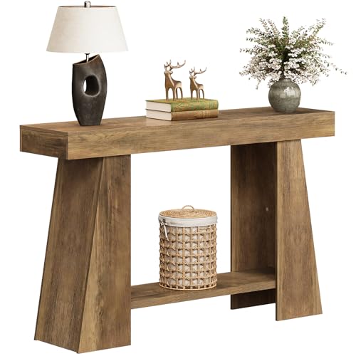 Tohomeor 47.24" Farmhouse Entryway Console Table, Narrow Sofa Table Behind Couch, Wooden Rectangular Entry Table with Storage Shelves for Entrance, Hallway, Living Room, Foyer Tohomeor