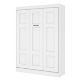 Pemberly Row Queen Size Wall Bed with Wooden Slats in Wood, in White, No Box Spring Needed, Easy Assembly Pemberly Row