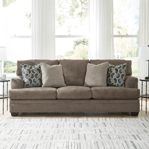 Signature Design by Ashley Stonemeade Contemporary Sofa Sleeper with Folding Gel Memory Foam Mattress, Reversible Cushions and 4 Accent Pillows, Queen, Dark Brown Signature Design by Ashley