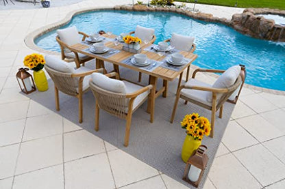 Rimini 7-Piece Acacia Wood Outdoor Patio Furniture Dining Set w/Dining Table and 6 Dining Chairs