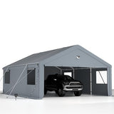 2 Car Carports Heavy Duty 20X20,Carport Canopy,Car Port with 180G Removable Side Walls,Portable Car Port Garage,Car Shelter All Weather,Gray Sannwsg