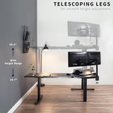 VIVO Electric Height Adjustable 83 x 60 inch Corner Stand Up Desk, 2 Light Wood Solid Table Tops, Black Frame, Memory Controller, L-Shaped Workstation, 3E Series, DESK-KIT-3E8BC VIVO