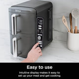 Ninja SL401 DoubleStack XL 2-Basket Air Fryer, DoubleStack Technology Cooks 4 Foods at Once, Compact Design, 10 QT, 6-in-1, Smart Finish & Match Cook, Air Fry, Broil, Bake, Easy Meals, Easy Clean,Grey Ninja