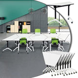 Conference Table Flip Top Mobile Training Table,White Folding Conference Room Tables,Modular Meeting Tables with Silent Wheels,Easy to Install,Modern Conference Meeting Tables for Office,Classroom (8) MSFDC