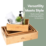 Hallops Large Wooden Crate - Wood Crates for Storage - Large Nesting Crate Set - Portable Antique Wood shelving - Rustic Wooden Decor Bamboo Box - Wooden Crates Decorative -15.74"L x 11.81"W x 5.9"H Hallops